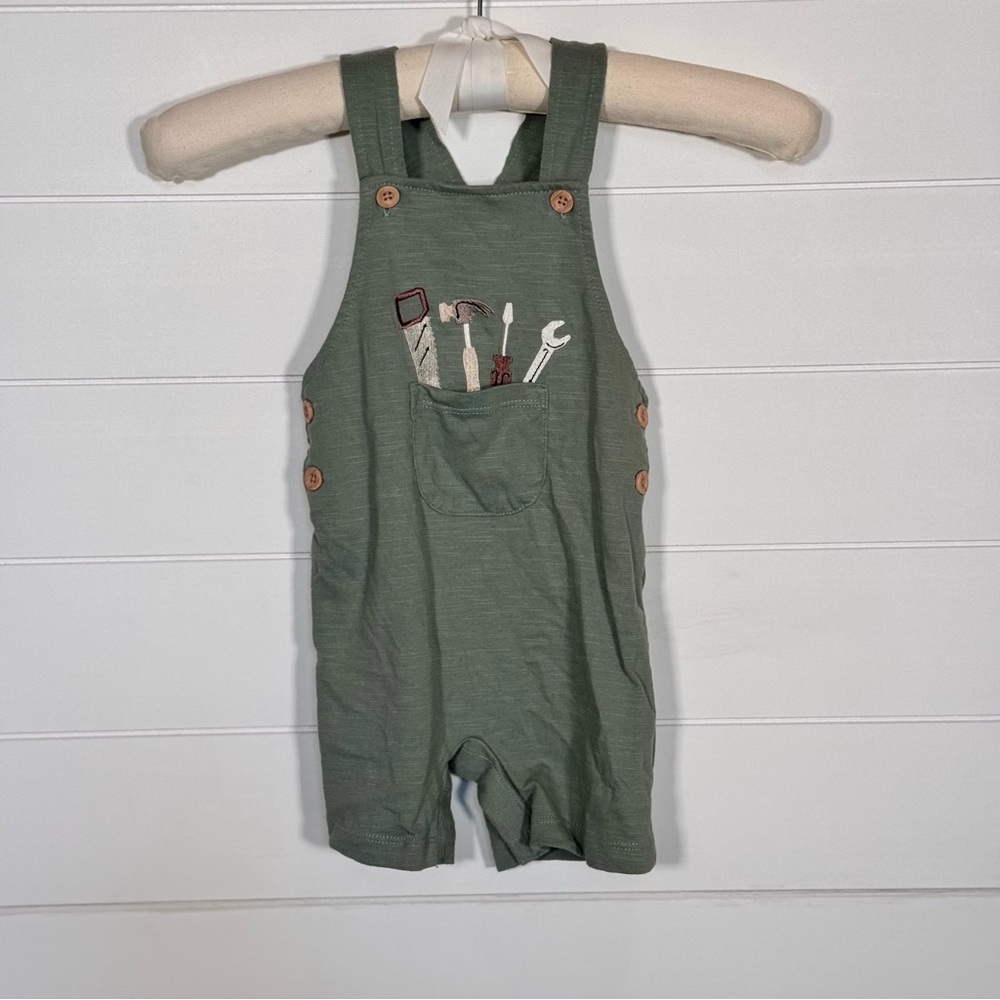 Pekkle Baby Green Tool Print Overalls Romper Size 18 Months